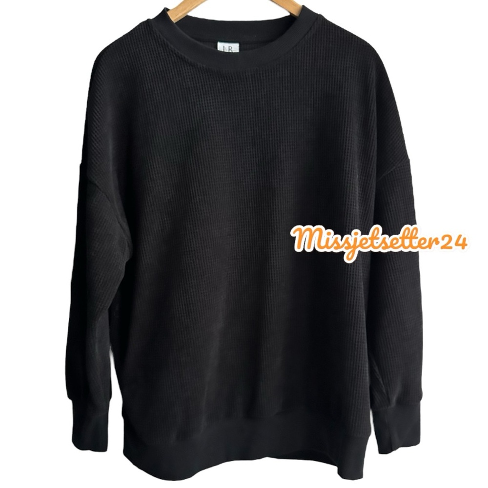 EUC Little Bipsy Adult Elevated Waffle Crewneck Black Medium